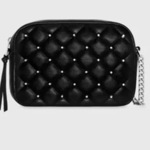 NWT Rebecca Minkoff Quilted Studded Crossbody Bag in Black and Silver NEW - Picture 3 of 8
